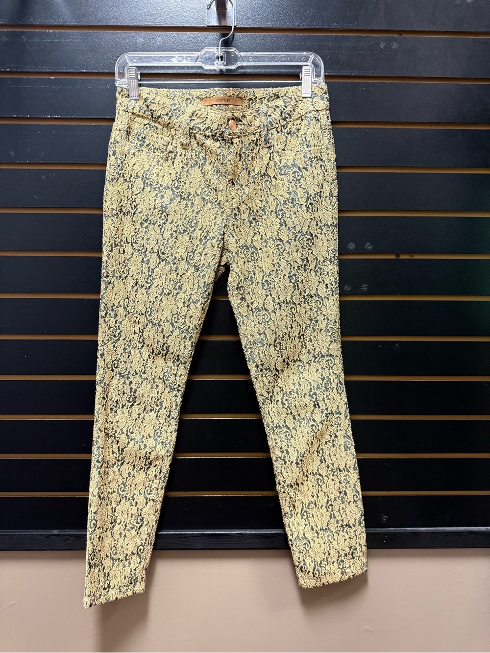 Joe’s Jeans Venetian Lace Print Skinny Ankle Jeans W26 Gold Black